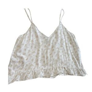 Volcom Camisole Top White Yellow Gold Flowers No Size Tag Measurements Pictures